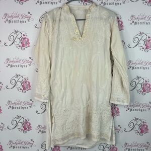 Bollywood dress sequins sparkly Elegant Cream Embroidered Tunic